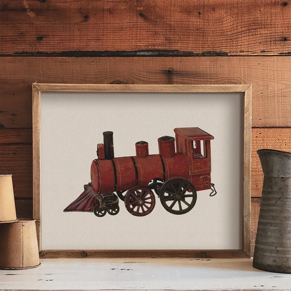Locomotive Drawing Toy Train Art Print, Nursery Decor - Image 4