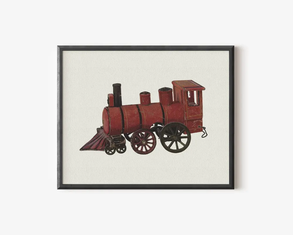 Locomotive Drawing Toy Train Art Print, Nursery Decor - Image 3