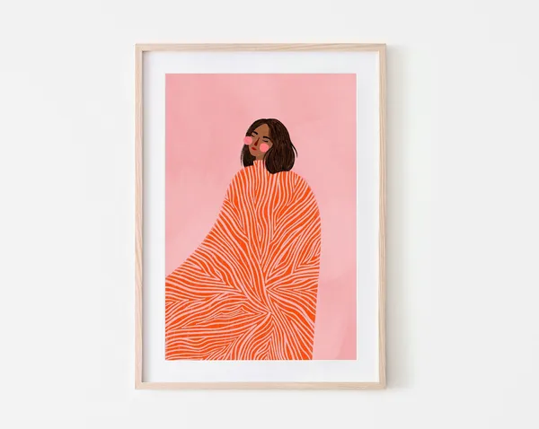 The Woman With Swirls, Minimal Portrait Art Print