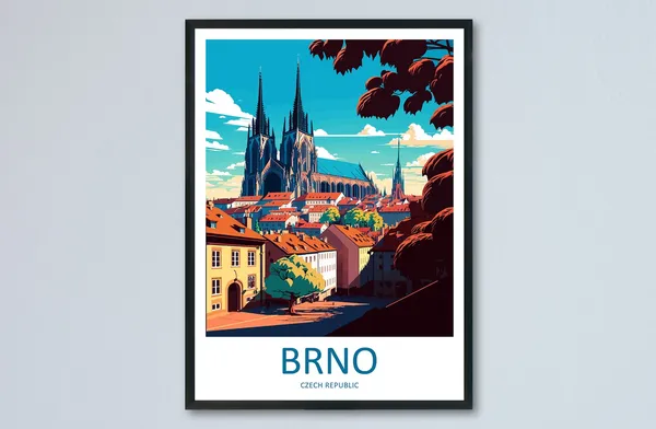 Brno Travel Poster, Czech Republic Wall Art