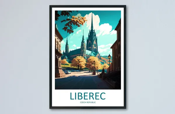 Liberec Travel Poster, Czech Republic Wall Art