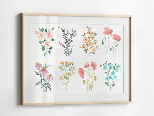 Flower Chart Print, Wildflower Watercolor Poster