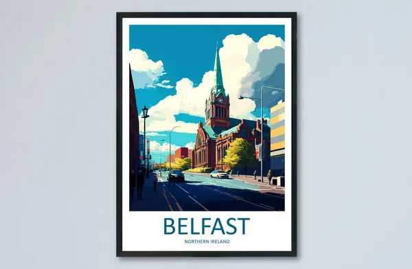 Belfast Travel Poster, Ireland Wall Art Print