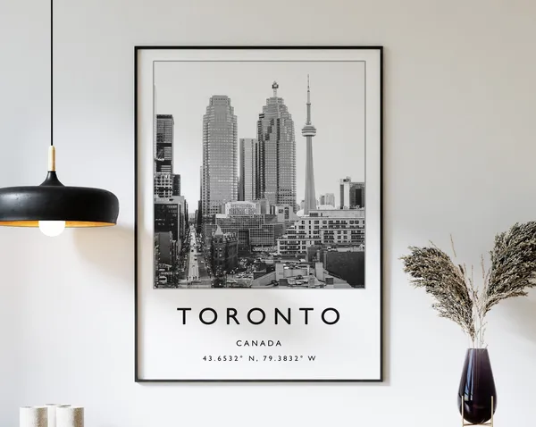 Toronto Travel Poster, Black And White Travel Art