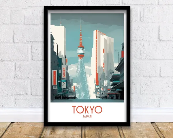 Tokyo Japan Travel Poster, City Skyline Home Decor