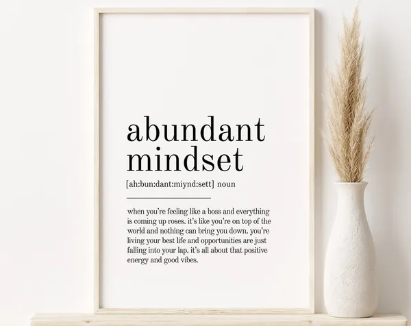 Abundant Mindset Definition Minimalist Quote Art Print
