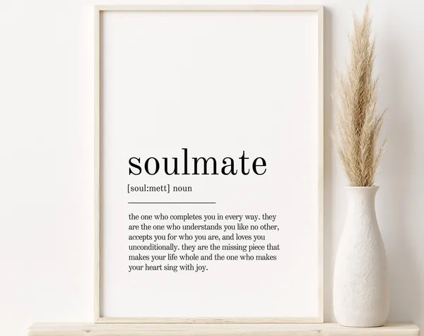 Soulmate Definition Print, Minimalist Personalized Art