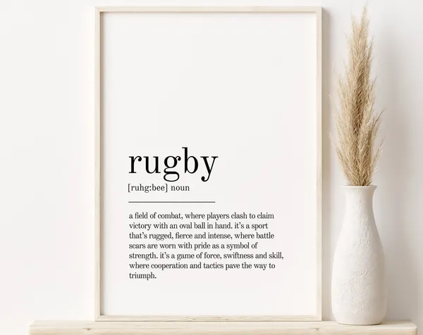 Rugby Definition Print, Minimalist Sports Quote
