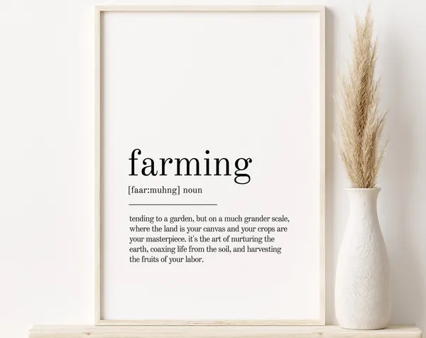 Farming Definition Minimalist Modern Art Print
