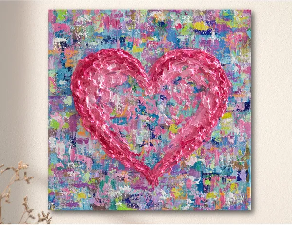 Abstract Heart Impasto Art Print for Valentine Love