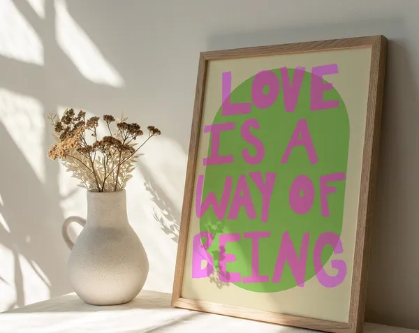 Pastel Pink And Green Love Typography Art Print
