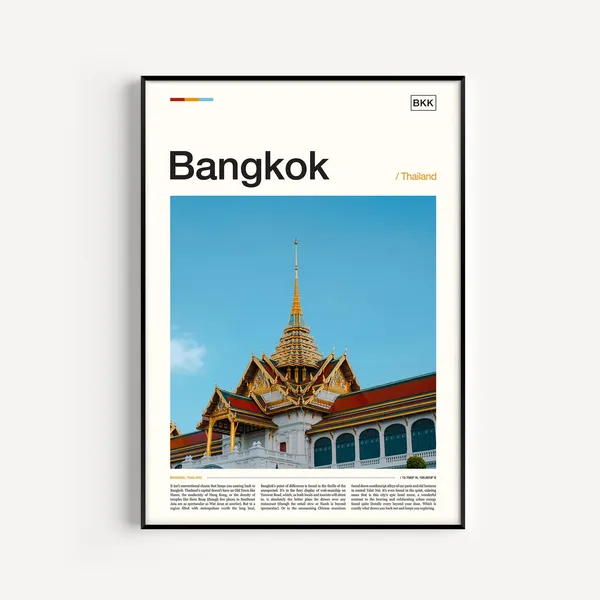 Bangkok Travel Poster, Thailand Art Print
