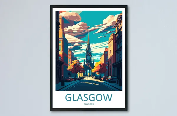 Glasgow Travel Poster, Scotland City Wall Art