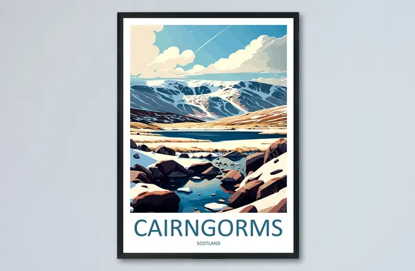 Cairngorms Travel Poster, Scotland Landscape Art