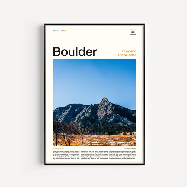 Boulder Travel Poster, Colorado City Art Print