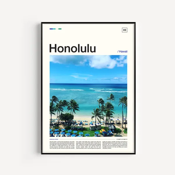 Honolulu Hawaii Wall Art Poster Print