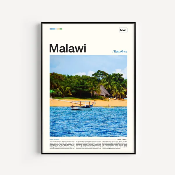 Malawi Lake Travel Poster, Africa Wall Art Print