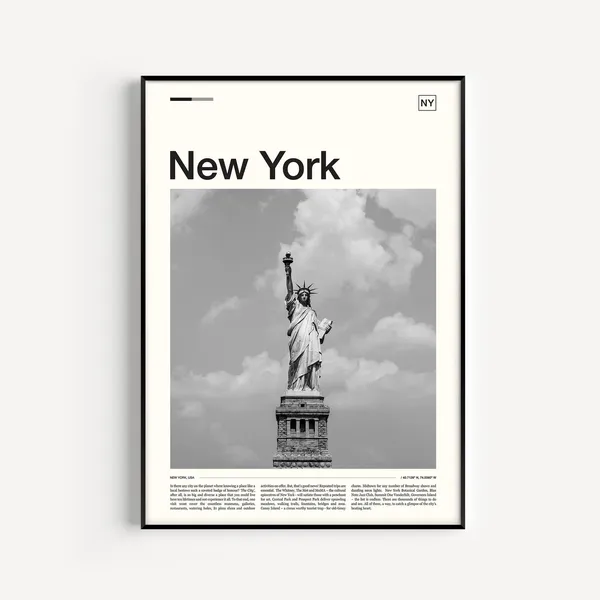 New York Black And White Travel Poster, Manhattan