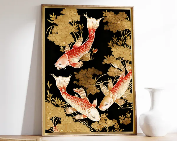 Japanese Carp Vintage Fish Art Print, Asia Decor