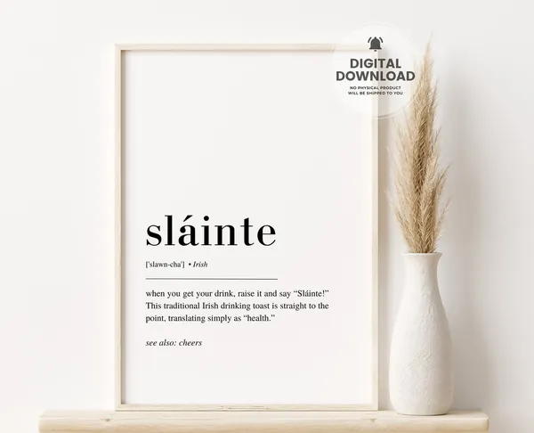 Slainte Irish Cheers Bar Decor Wall Art Print