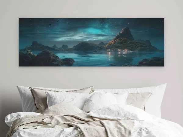 Nighttime Ocean Grotto Landscape Wall Art Print