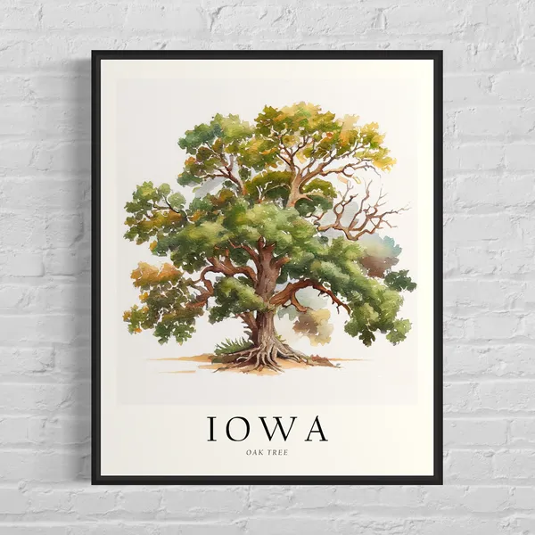 Iowa State Tree Oak Tree Symbol Art Print
