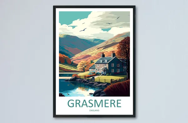 Grasmere Travel Poster, England Place Print