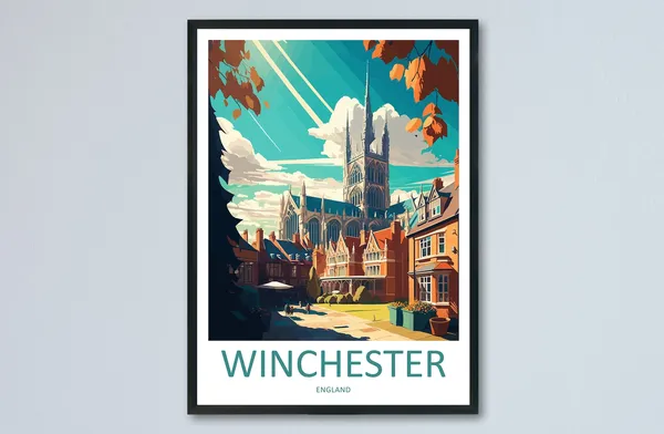 Winchester Travel Poster, England Wall Art