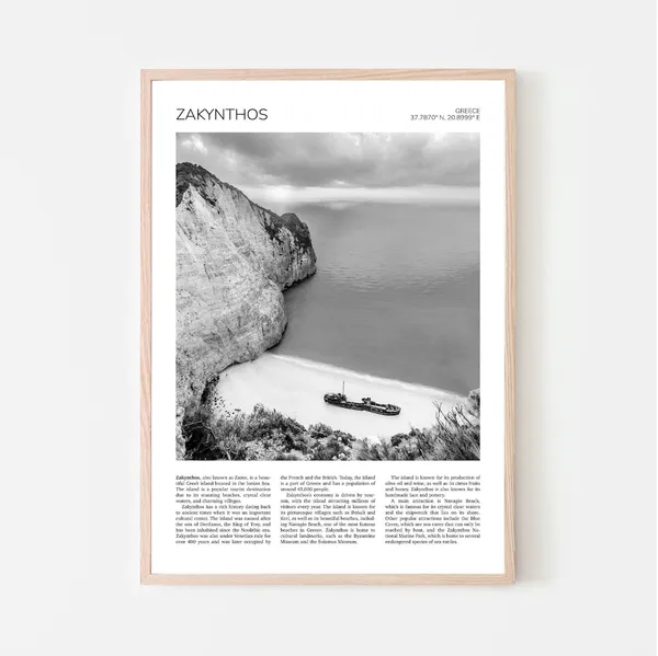 Navagio Beach Zakynthos Travel Poster, Greece