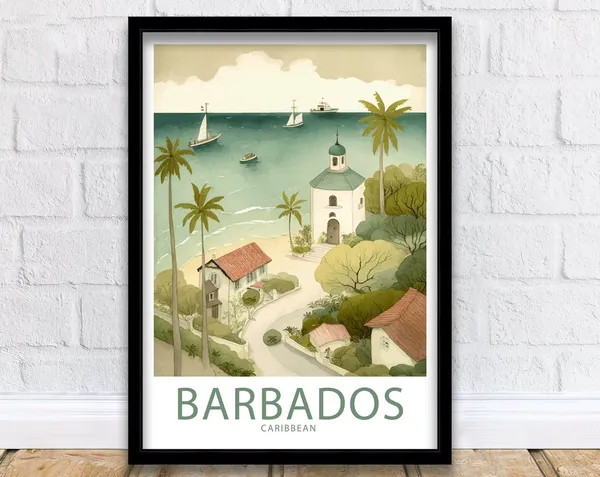 Barbados Caribbean Travel Poster, Barbados Scenery