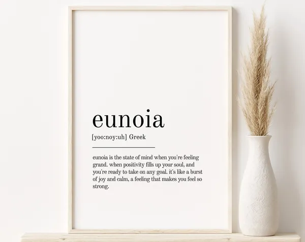 Eunoia Definition Quote Print, Office Wall Decor