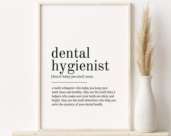 Dental Hygienist Definition Quote Art Print, Modern Minimalist