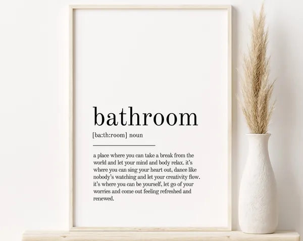 Bathroom Definition Print, Personalized Bathroom Wall Art