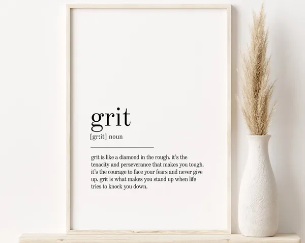 Grit Definition Quote Print, Office Dictionary Art