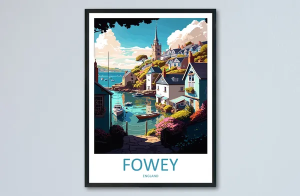 Fowey Travel Poster, England Wall Art