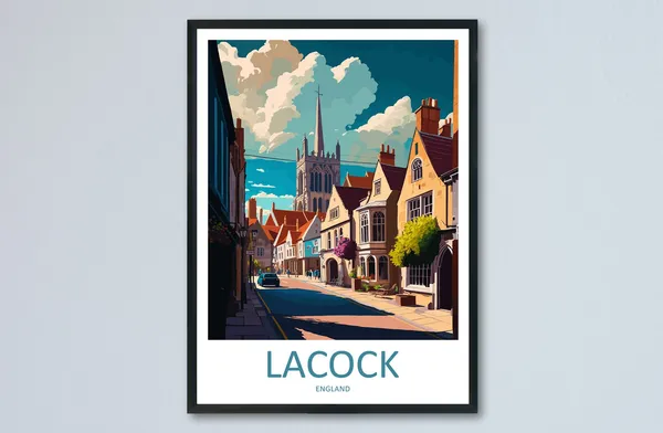 Lacock Travel Poster, England Village Wall Decor