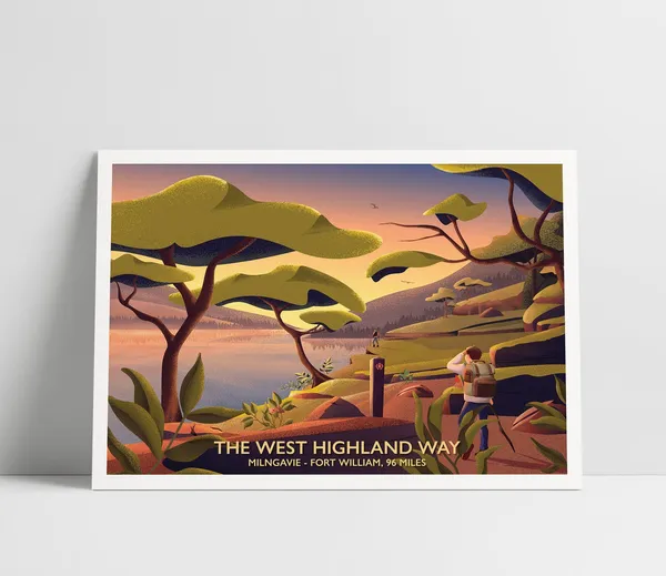 West Highland Way Travel Poster, Hillwalking Route