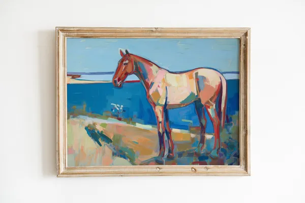 Horse Oil Painting, French Country Nursery Art Print