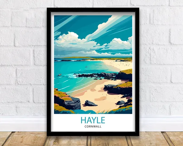 Hayle Cornwall Travel Poster, Cornwall Home Decor