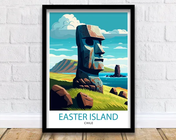 Easter Island Chile Travel Poster, Home Living Decor