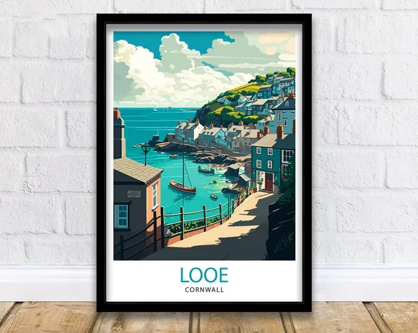 Looe Cornwall Travel Poster, Coastal Home Decor