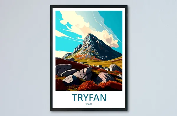 Tryfan Travel Poster, Welsh Mountain Landscape