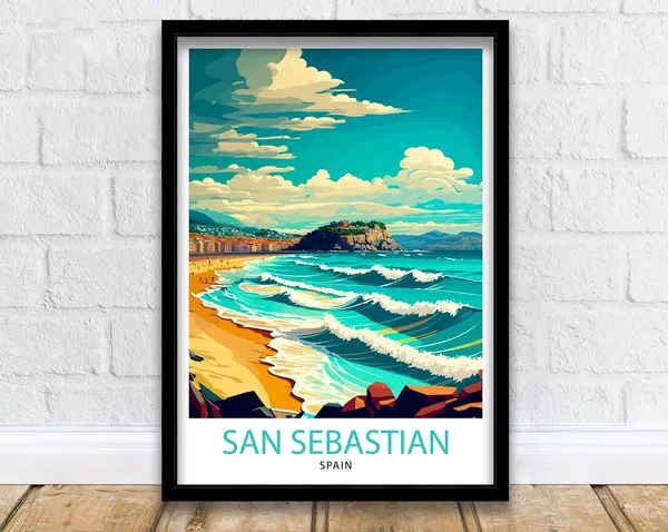 San Sebastian Travel Print Spain Home Decor Poster