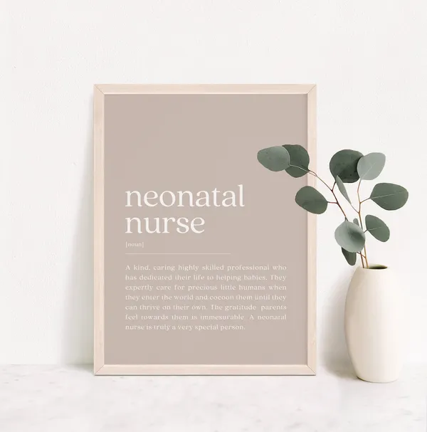 Neonatal Nurse Definition Poster Print, Thank You Gift