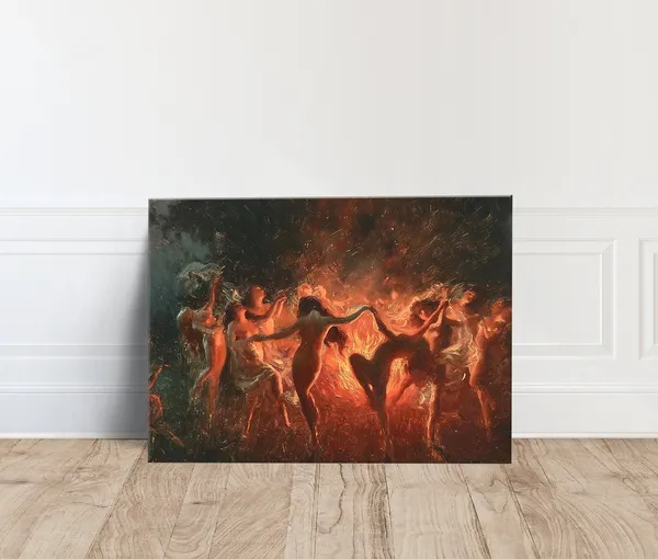 Magical Witches Dance Art Print, Living Room Decor