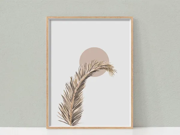 Palm Leaf Botanical Print, Boho Neutral Tropical