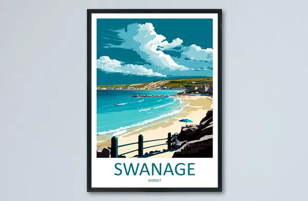 Swanage Travel Poster, England Place Print