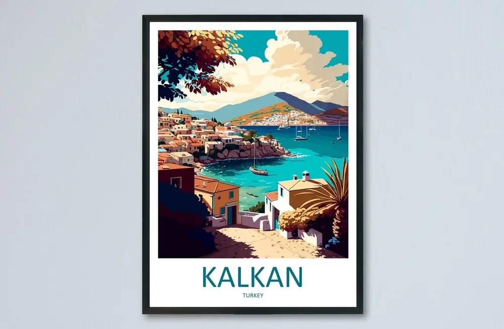 Kalkan Travel Poster, Turkey Travel Art