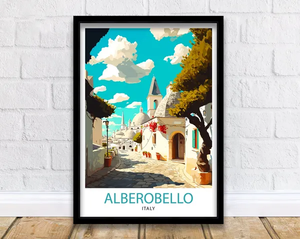 Alberobello Italy Travel Poster, Italy Illustration