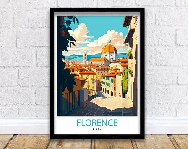 Florence Italy Illustration Travel Poster, Home Decor